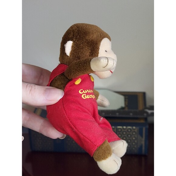 Curious George Monkey 1990s vintage mini plush ape 5" red overalls - Picture 5 of 6
